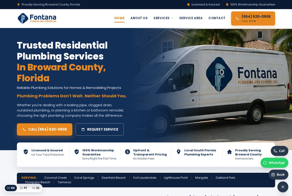 Fontana Plumbing & Remodeling website built with Autorixa